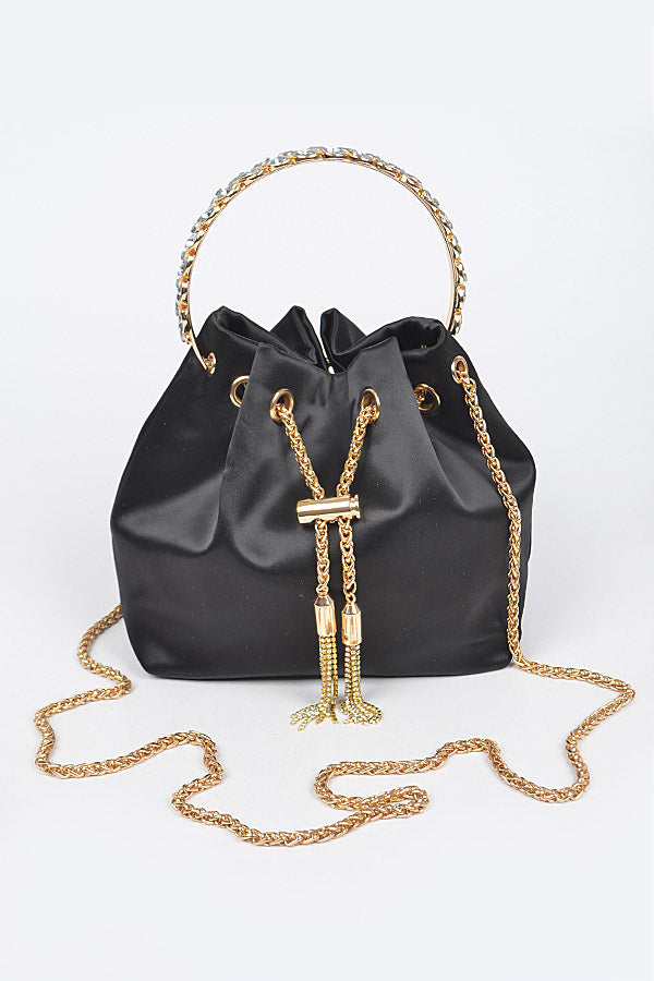 Rhinestone Satin Bucket Handbag