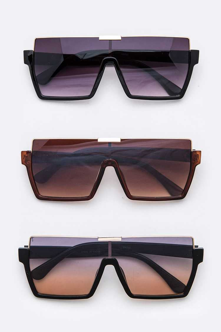 Stefanie Shield Semi- Rimless Sunglasses