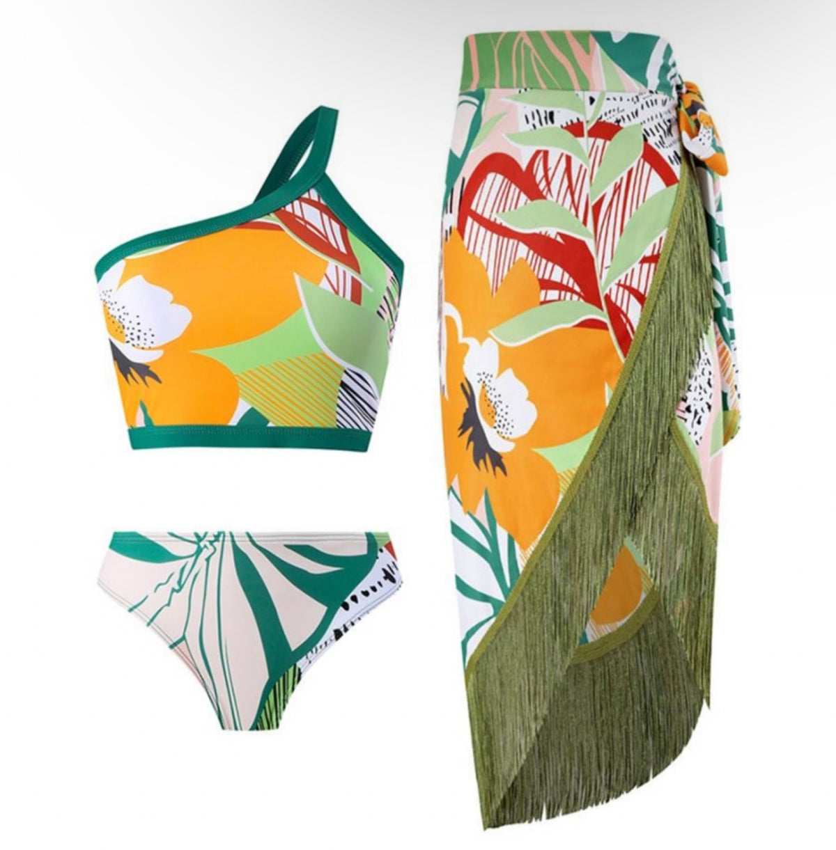 Tropical Tassel 3Pc Swimwear Set