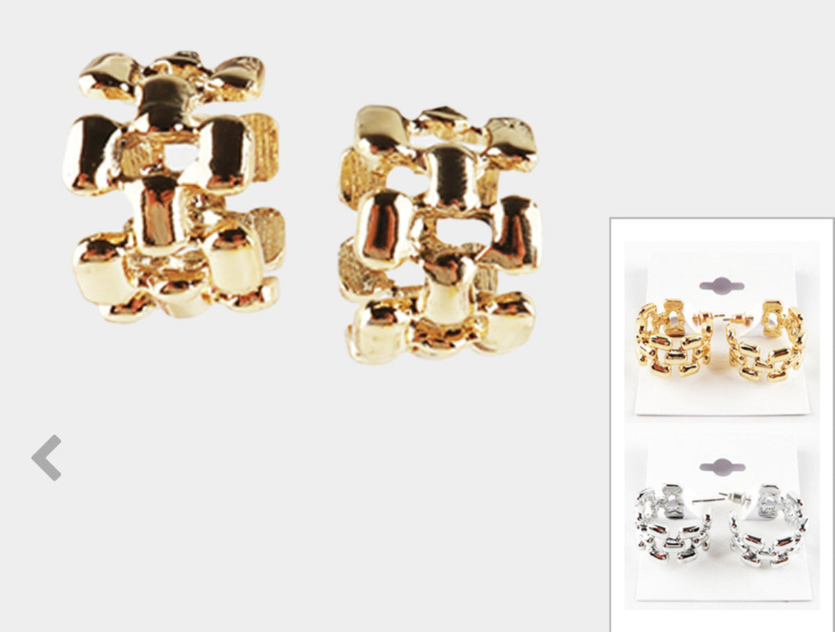 Textured Metal Hoop Set (1 Silver & 1Gold)