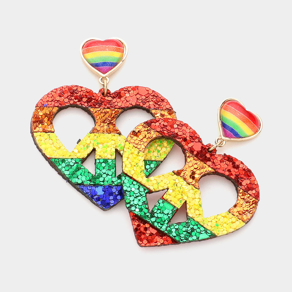 Rainbow Heart Peace Earrings