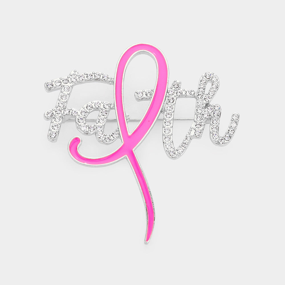 Pink Ribbon Faith Brooch