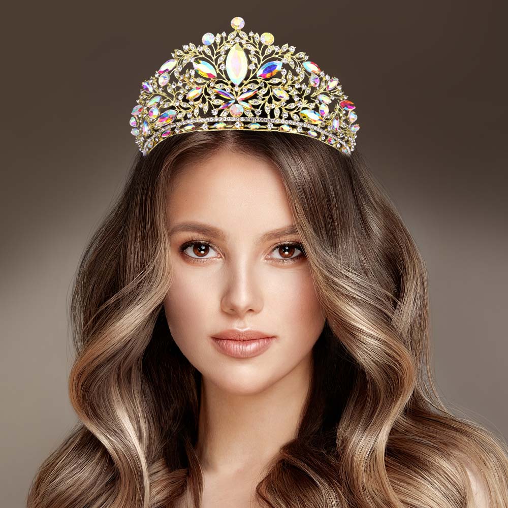 • Multi Stone Cluster Princess Tiara Oval Stone Accented Leaf Cluster Princess Tiara – Debs on 5th main image 4