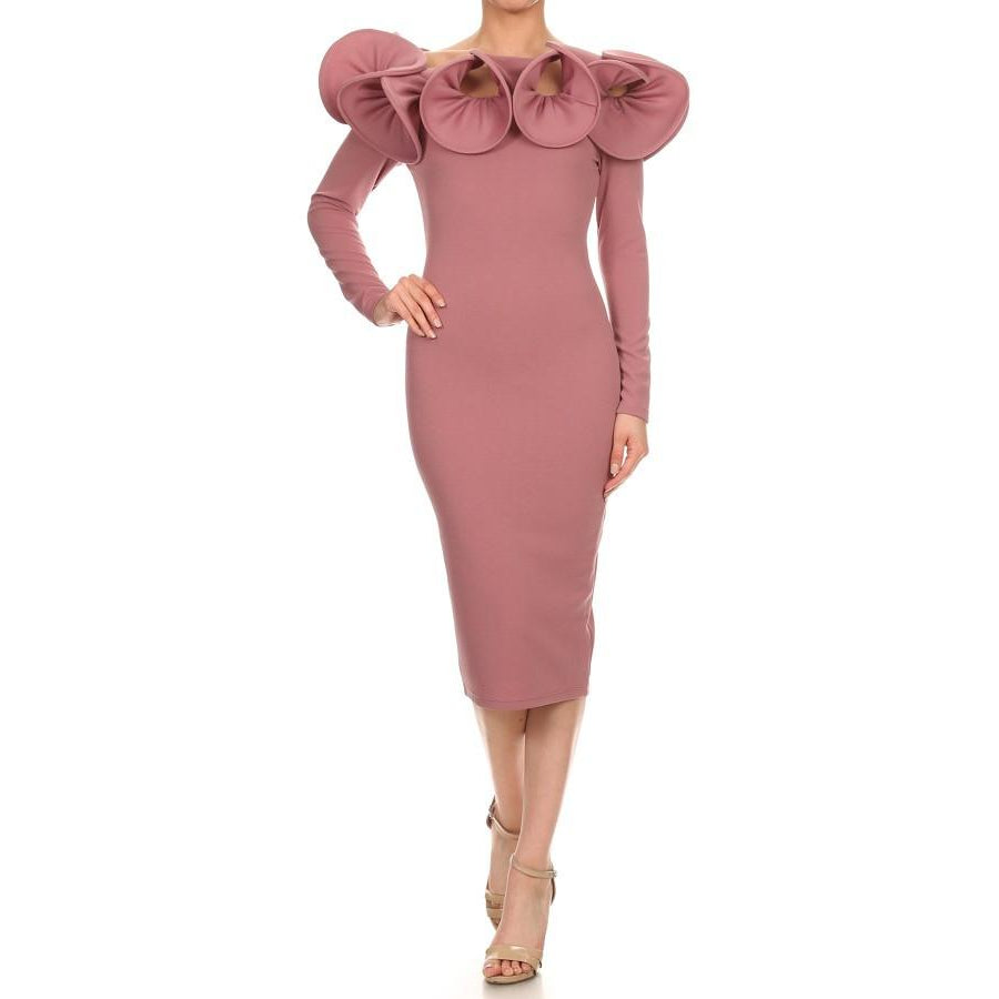 Ruffled Bodycon Dress Large