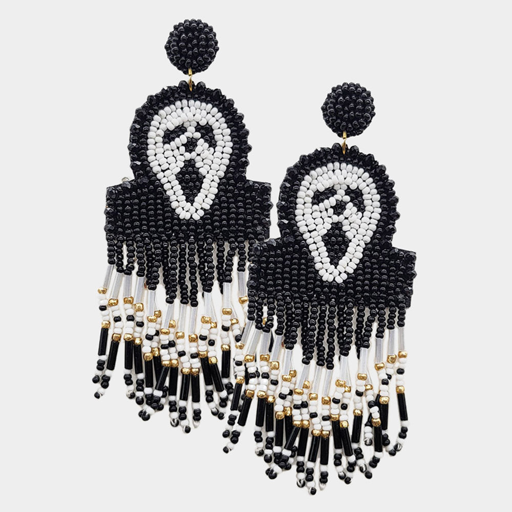 Scream Beaded Skull Earrings