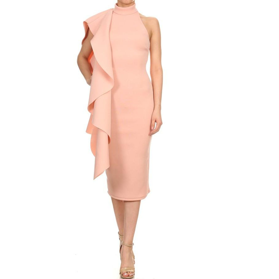 Classic Ruffle Halterneck Dress