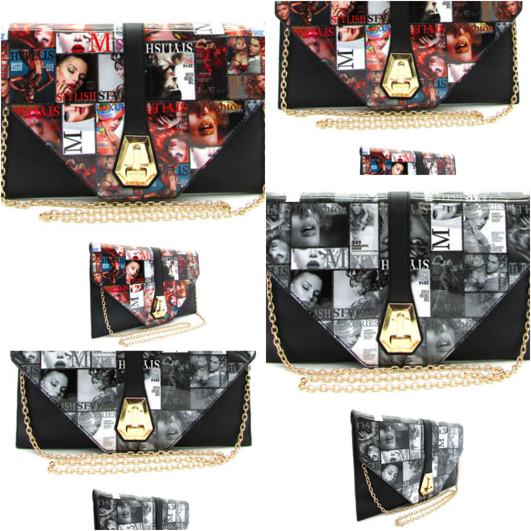 Oversized Color Block Magazine Envelope Clutch