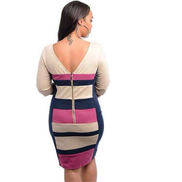 Striped Bodycon Dress (Plus Size)