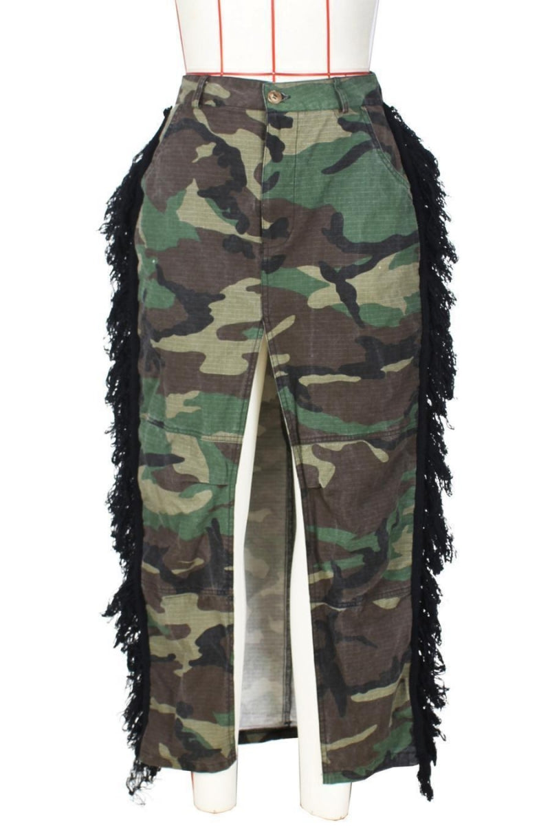 Camouflage Fringe Skirt