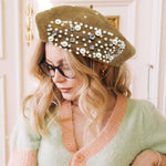 Rhinestone & Pearl Beret Hat