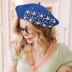 Rhinestone & Pearl Beret Hat