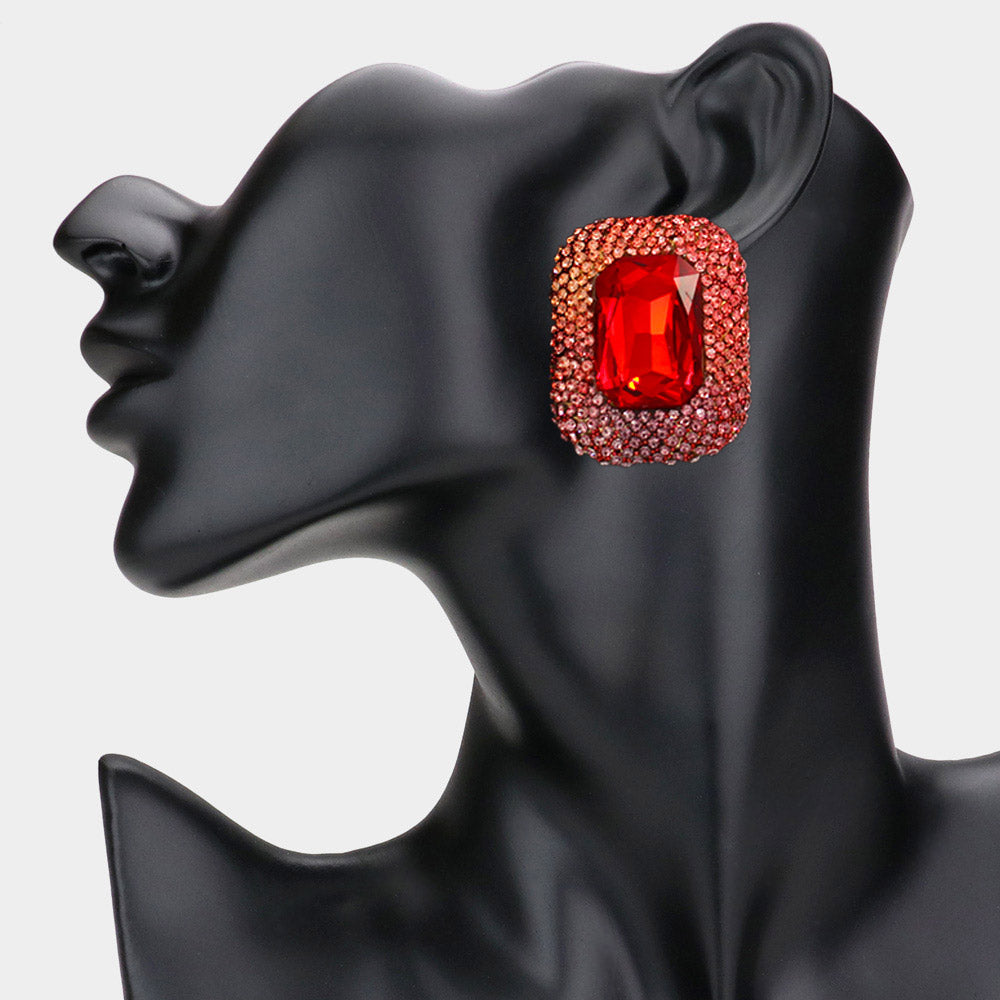 Rectangle Ombre Stone Earrings