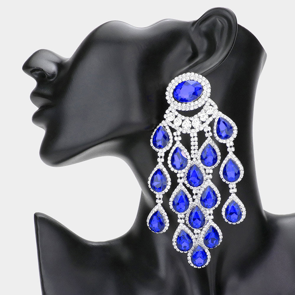 Teardrop Cluster Chandelier Earrings