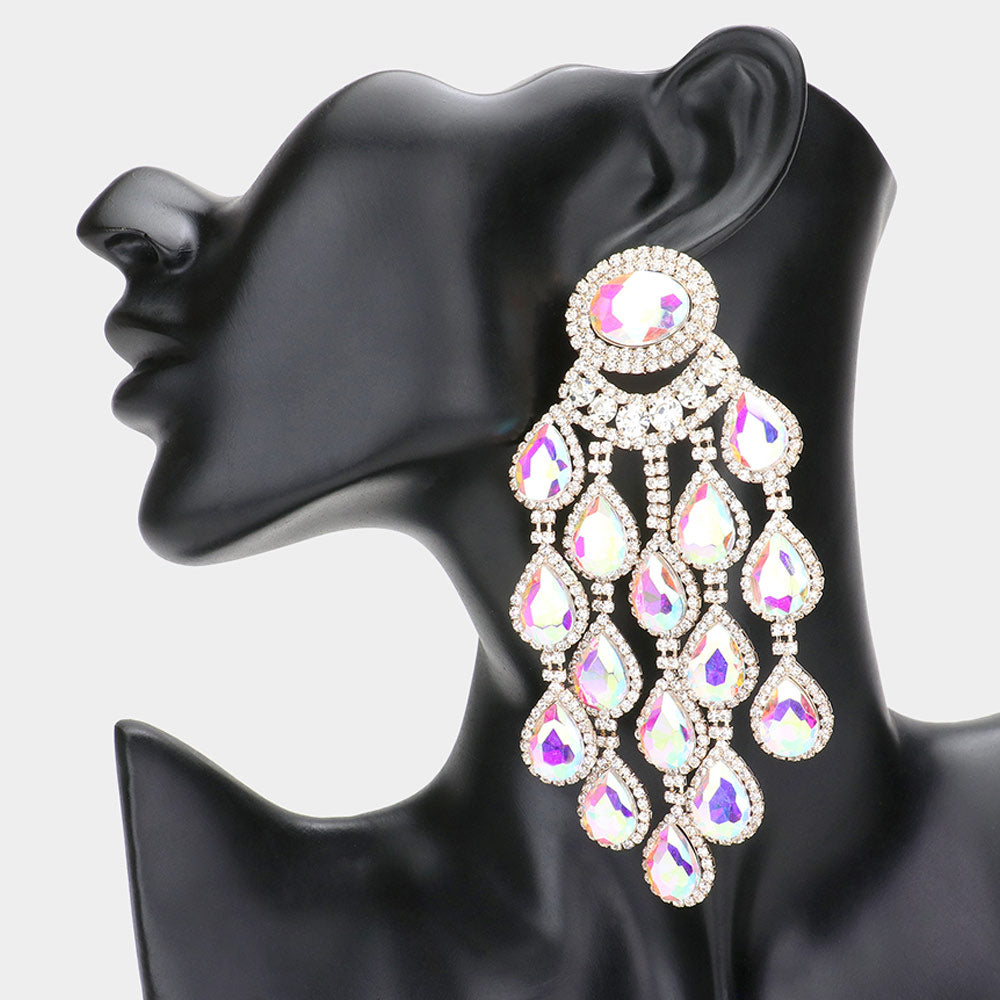 Teardrop Cluster Chandelier Earrings