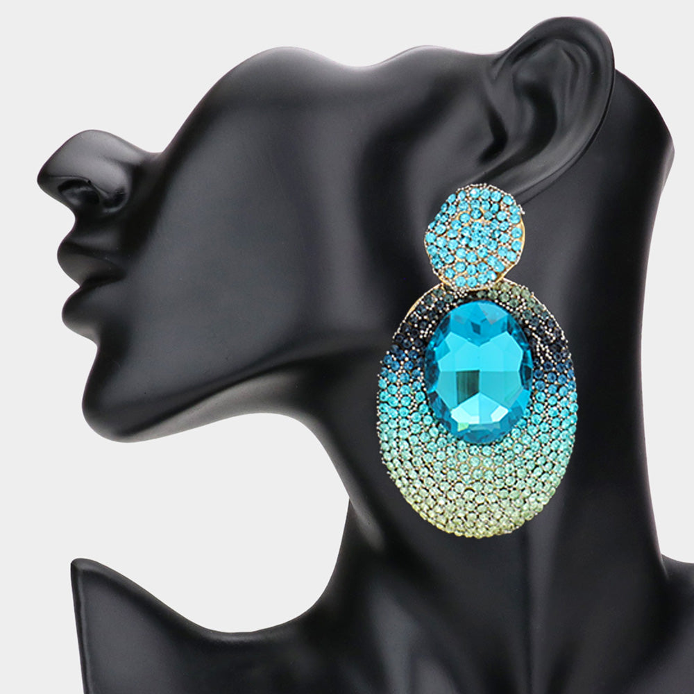 Oval Rhinestone Glamour Earrings
