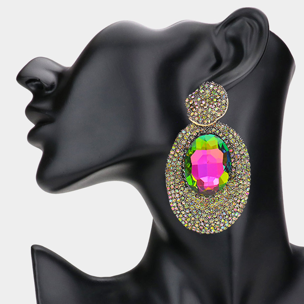 Oval Rhinestone Glamour Earrings