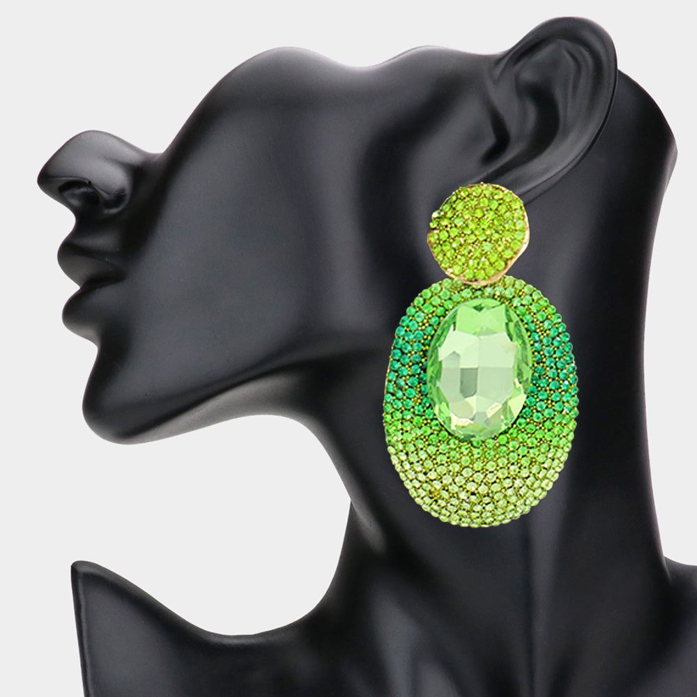 Oval Rhinestone Glamour Earrings
