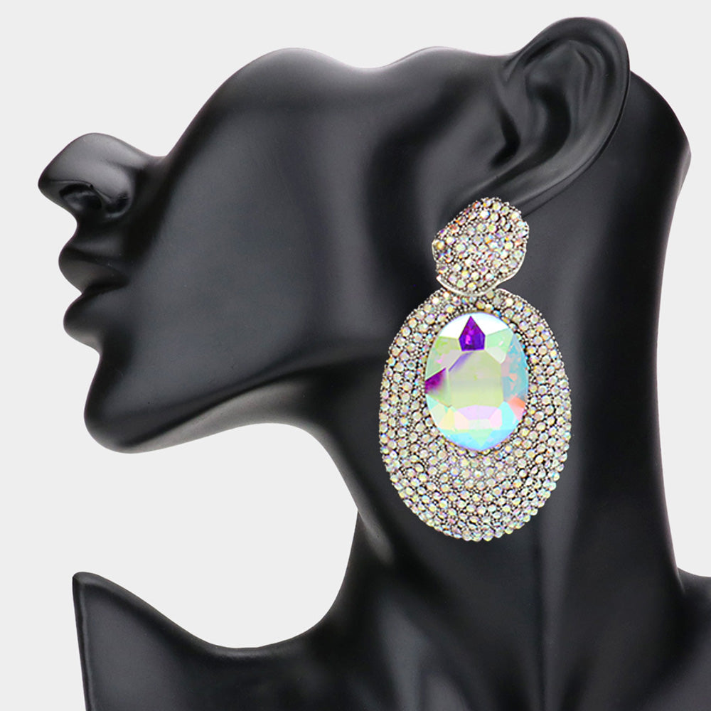 Oval Rhinestone Glamour Earrings