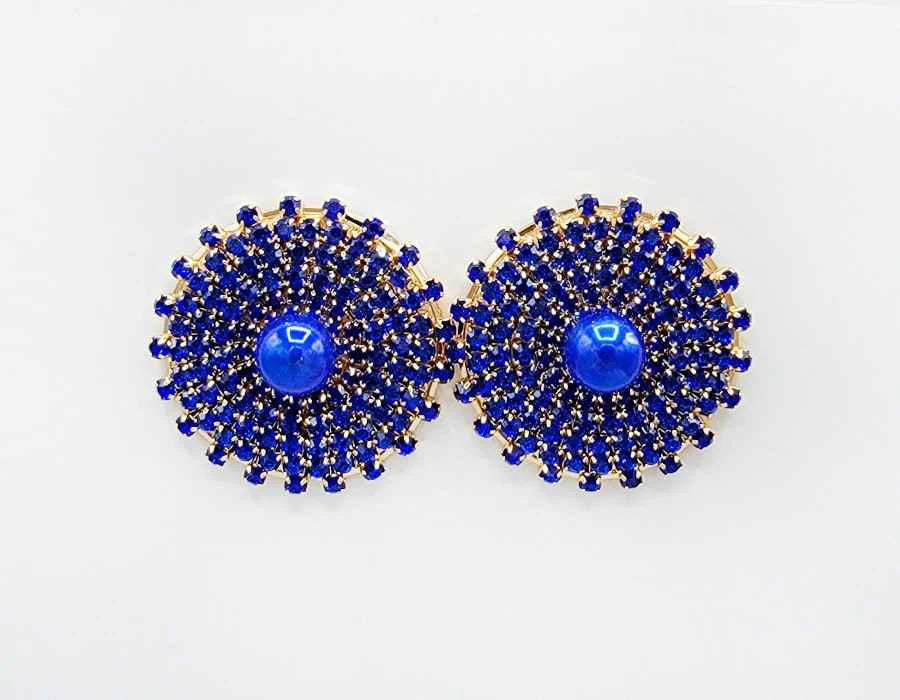 Pearl Accented Round Rhinestone Earrings