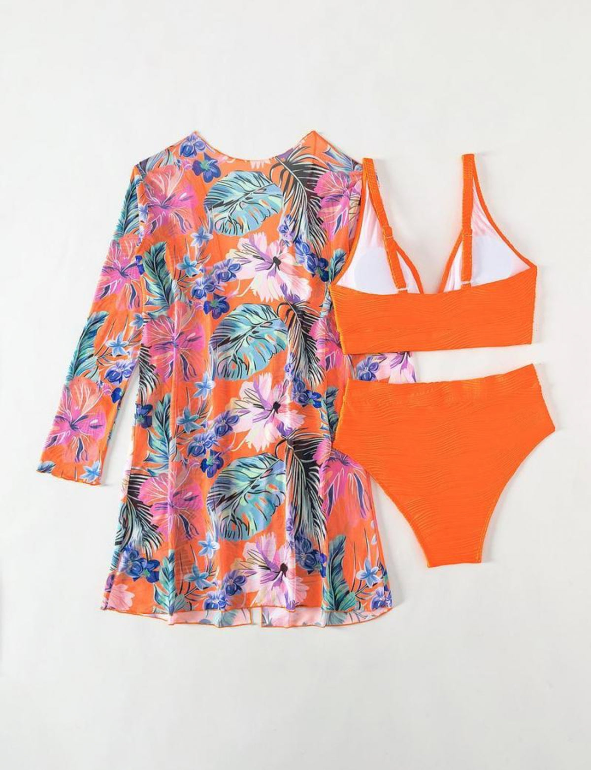 Floral 3PC High-waisted Swimwear Set