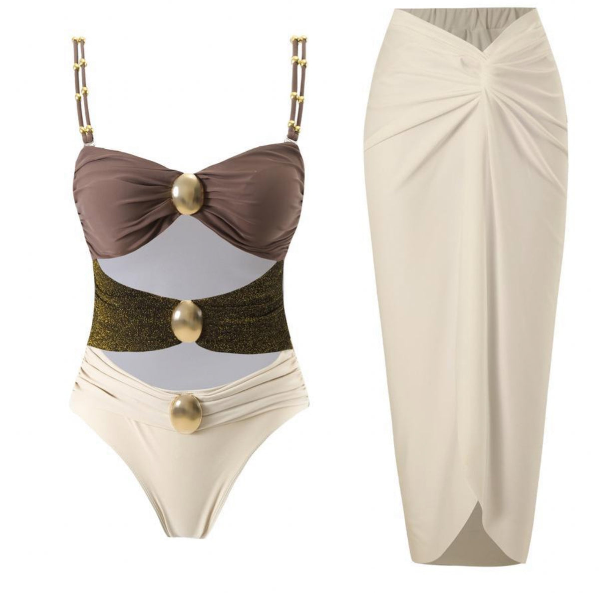 Miami Vice One Piece Swimsuit + Skirt Set
