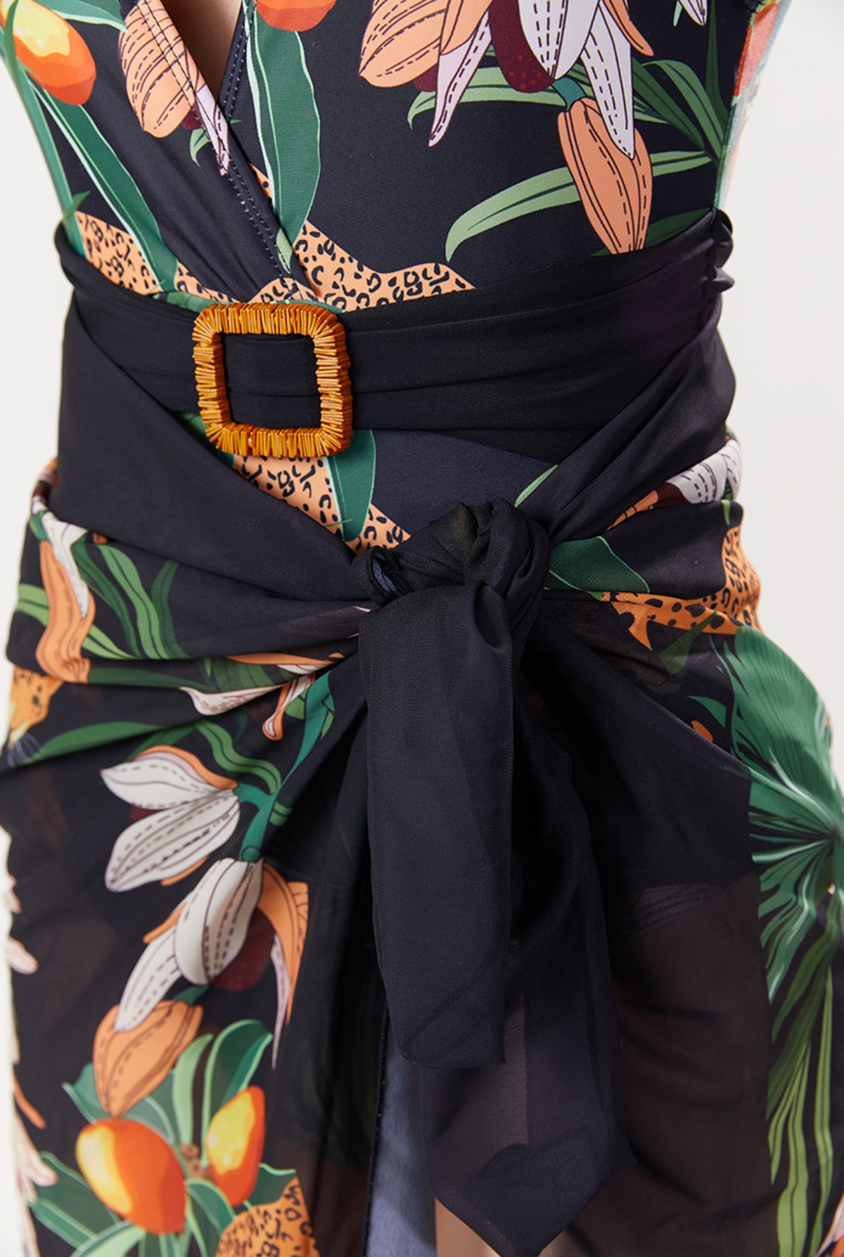 Jungle Vibes One Piece Swimsuit + Sarong Set