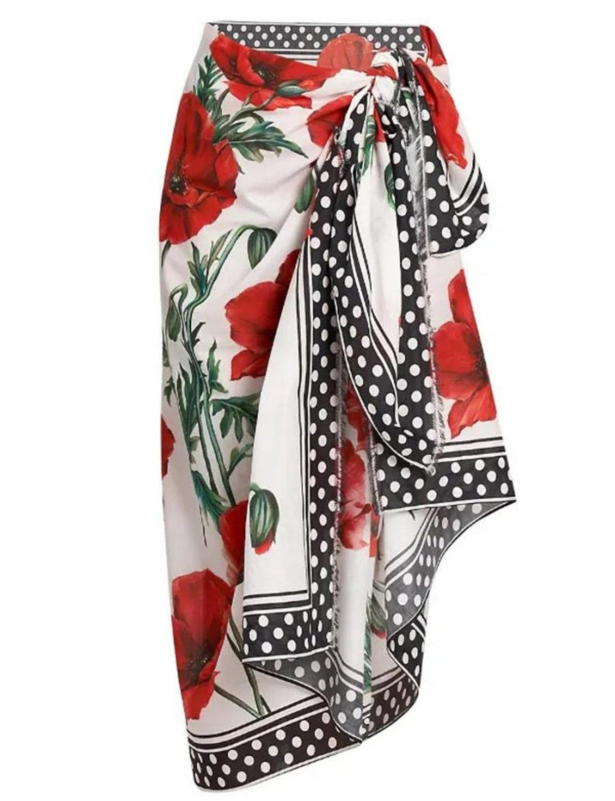 Polkadot Flowers Swimsuit + Sarong Set
