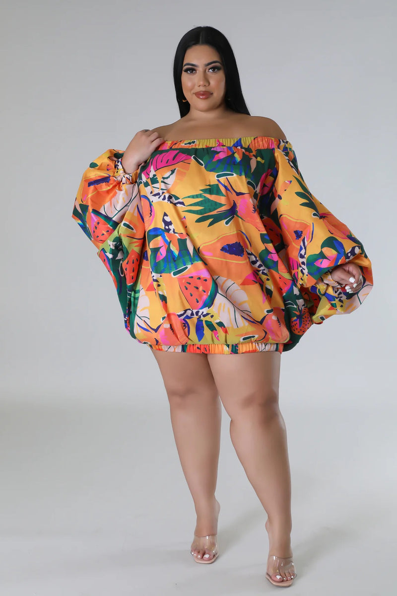Tropical Island Dress (Orange) Plus Size