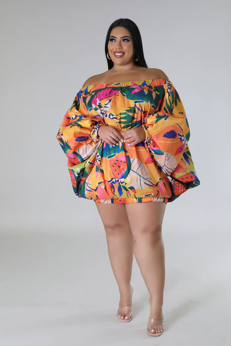 Tropical Island Dress (Orange) Plus Size