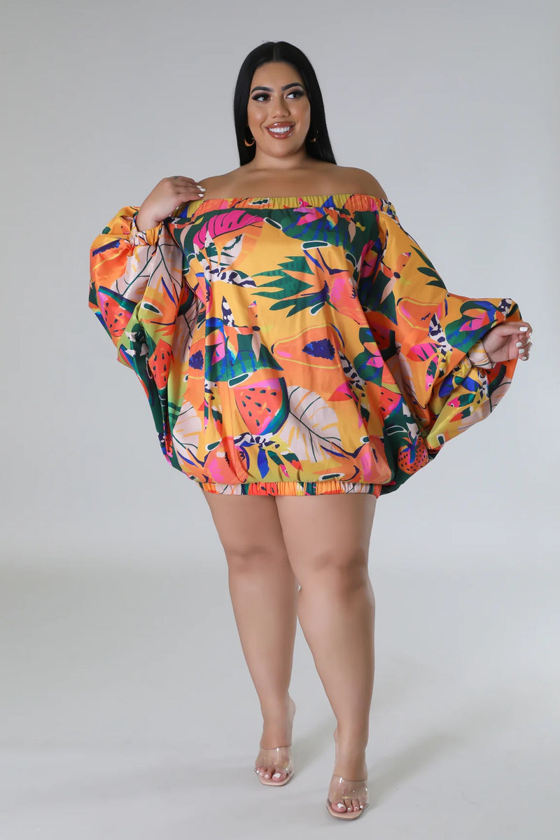 Tropical Island Dress (Orange) Plus Size