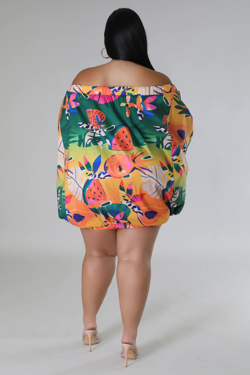 Tropical Island Dress (Orange) Plus Size