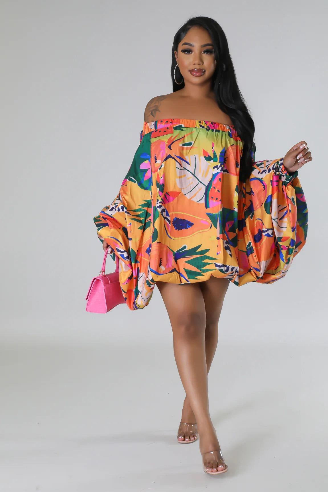 Tropical Island Dress (Orange)