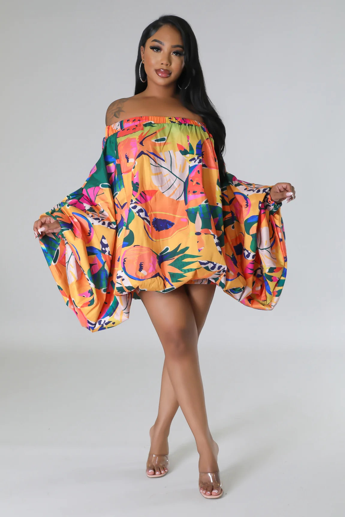 Tropical Island Dress (Orange)