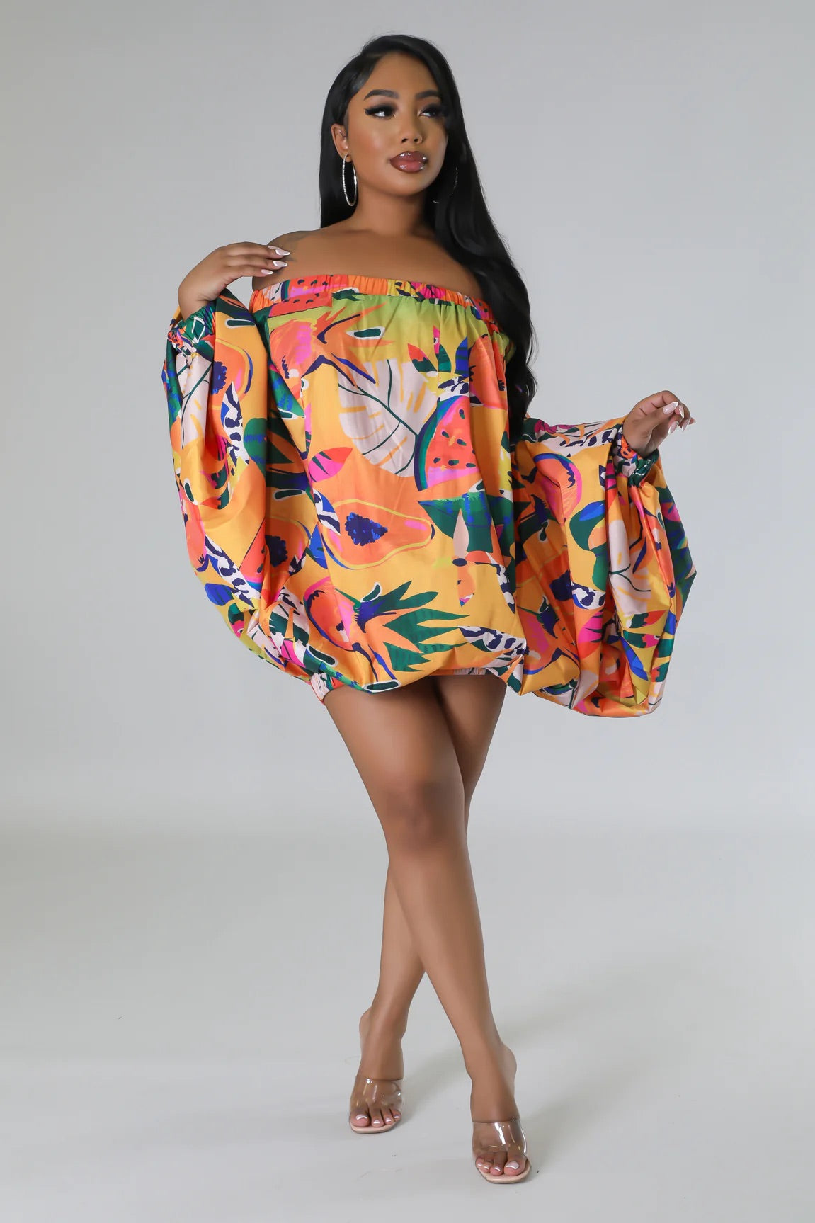 Tropical Island Dress (Orange)