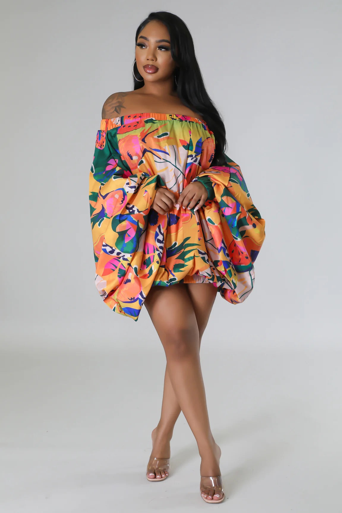 Tropical Island Dress (Orange)