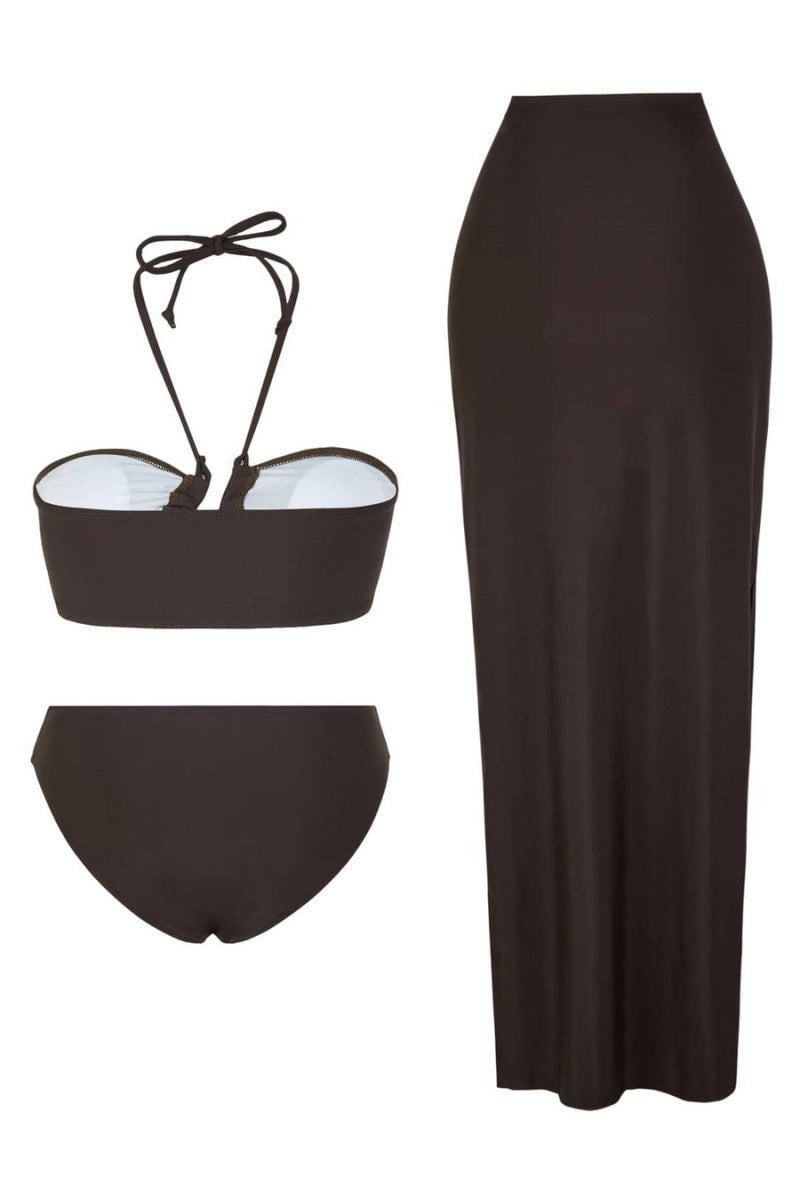 Chocolate Halter 3pc Swimwear Set