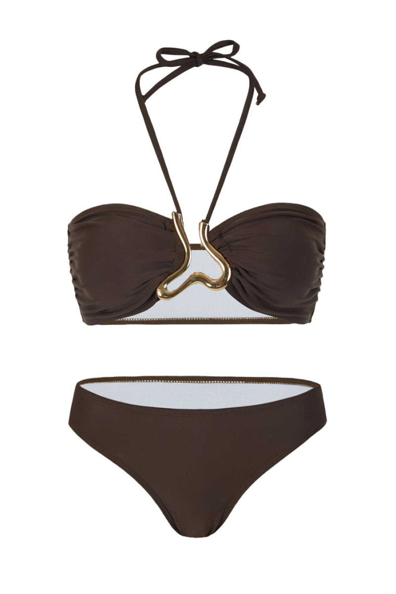 Chocolate Halter 3pc Swimwear Set