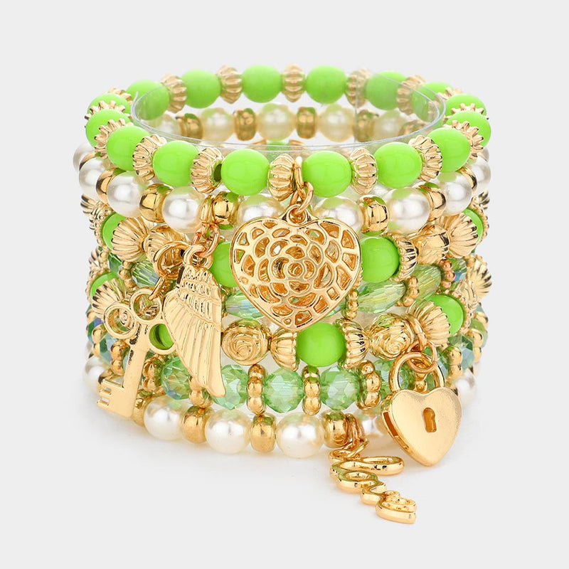 7PC Multi Beaded Bangle Set