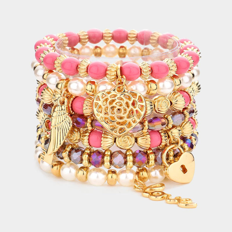 7PC Multi Beaded Bangle Set