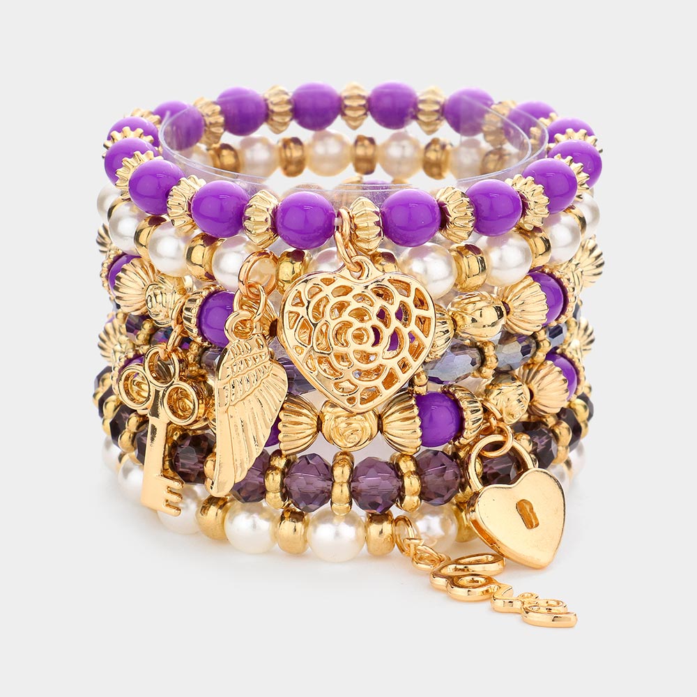 7PC Multi Beaded Bangle Set