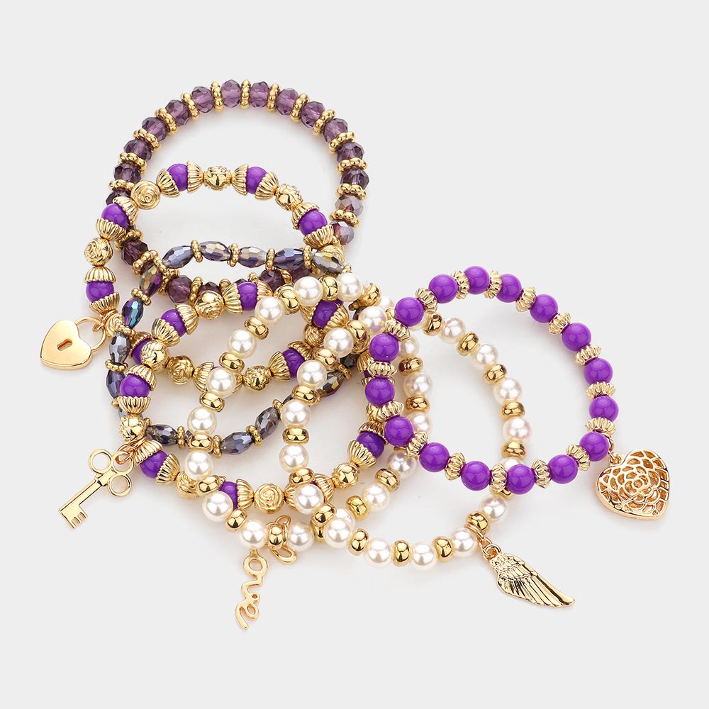 7PC Multi Beaded Bangle Set