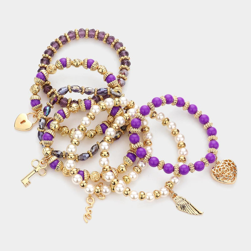 7PC Multi Beaded Bangle Set