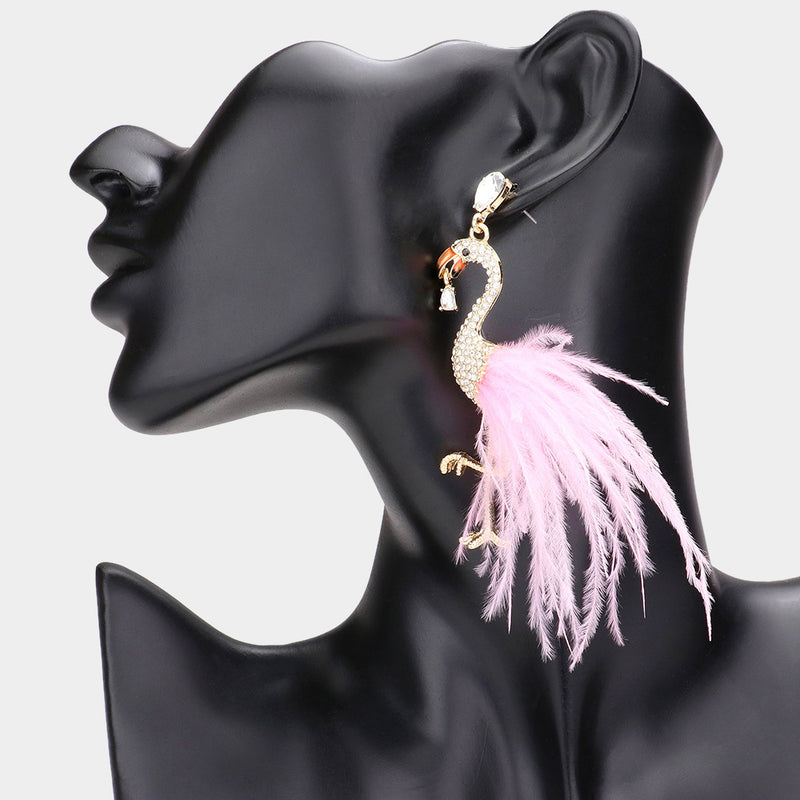 Feather Flamingo Earrings
