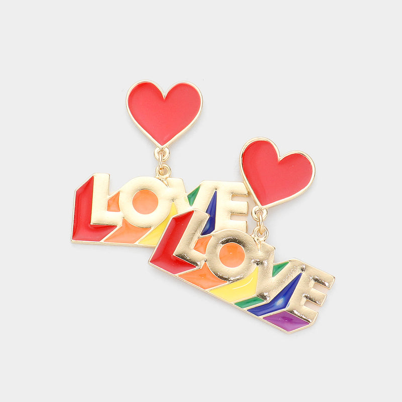 Love Rainbow Heart Earrings