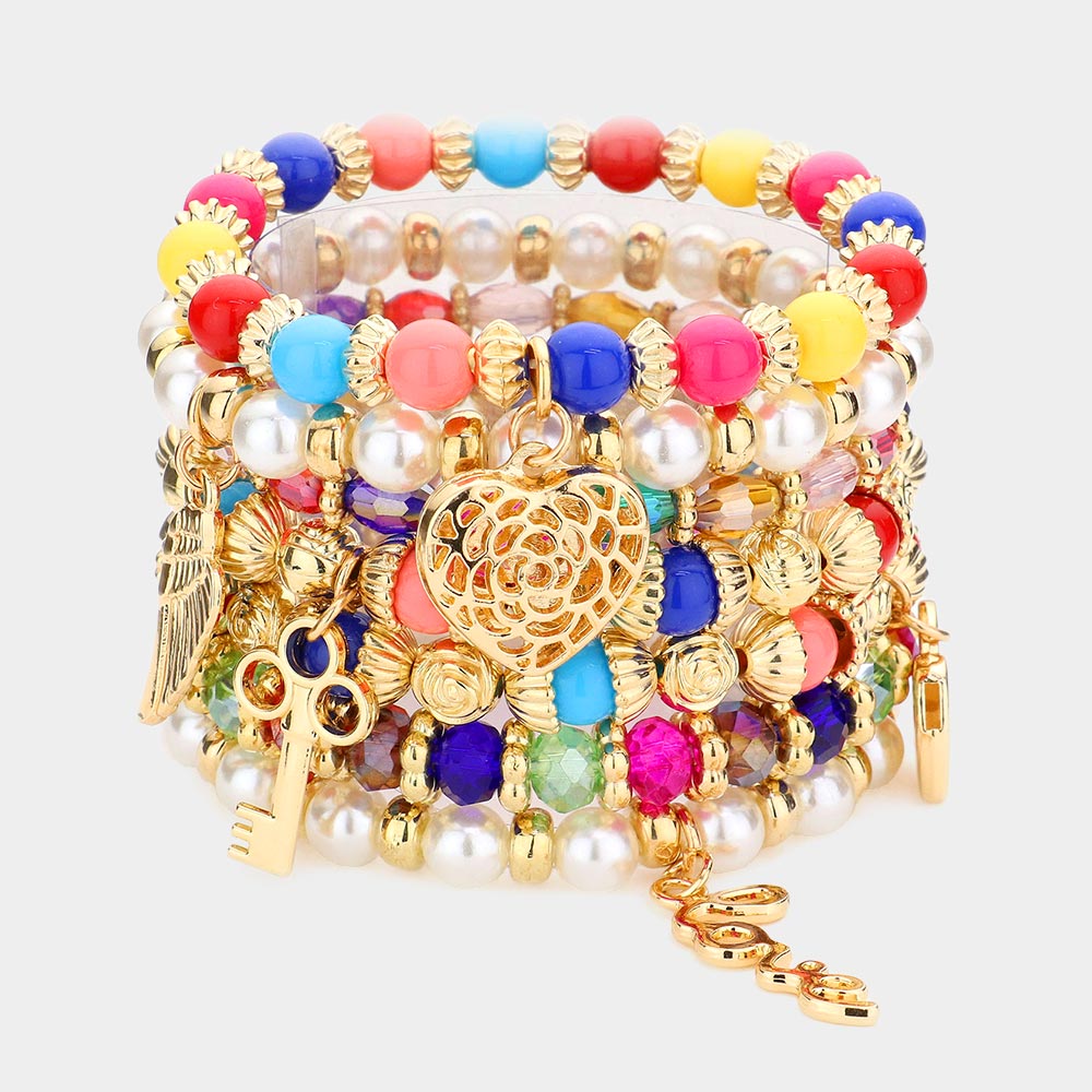 7PC Multi Beaded Bangle Set