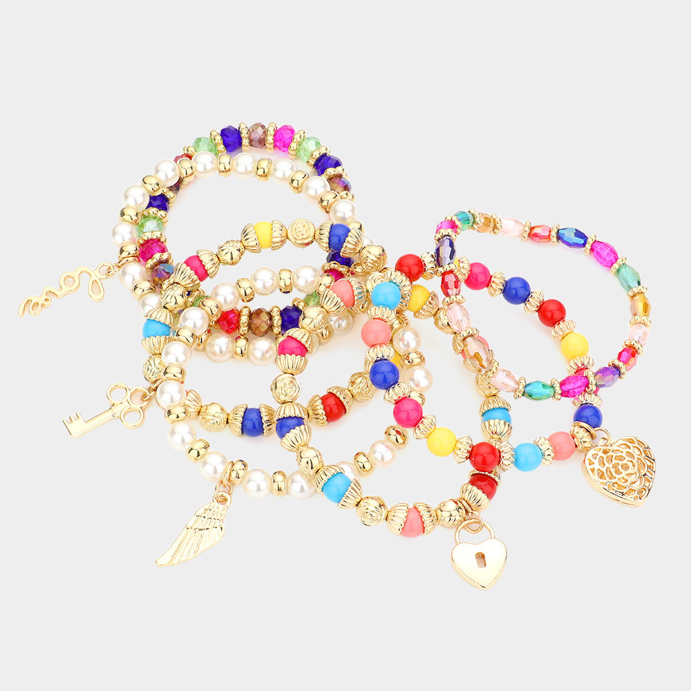 7PC Multi Beaded Bangle Set