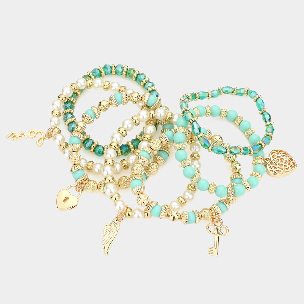 7PC Multi Beaded Bangle Set