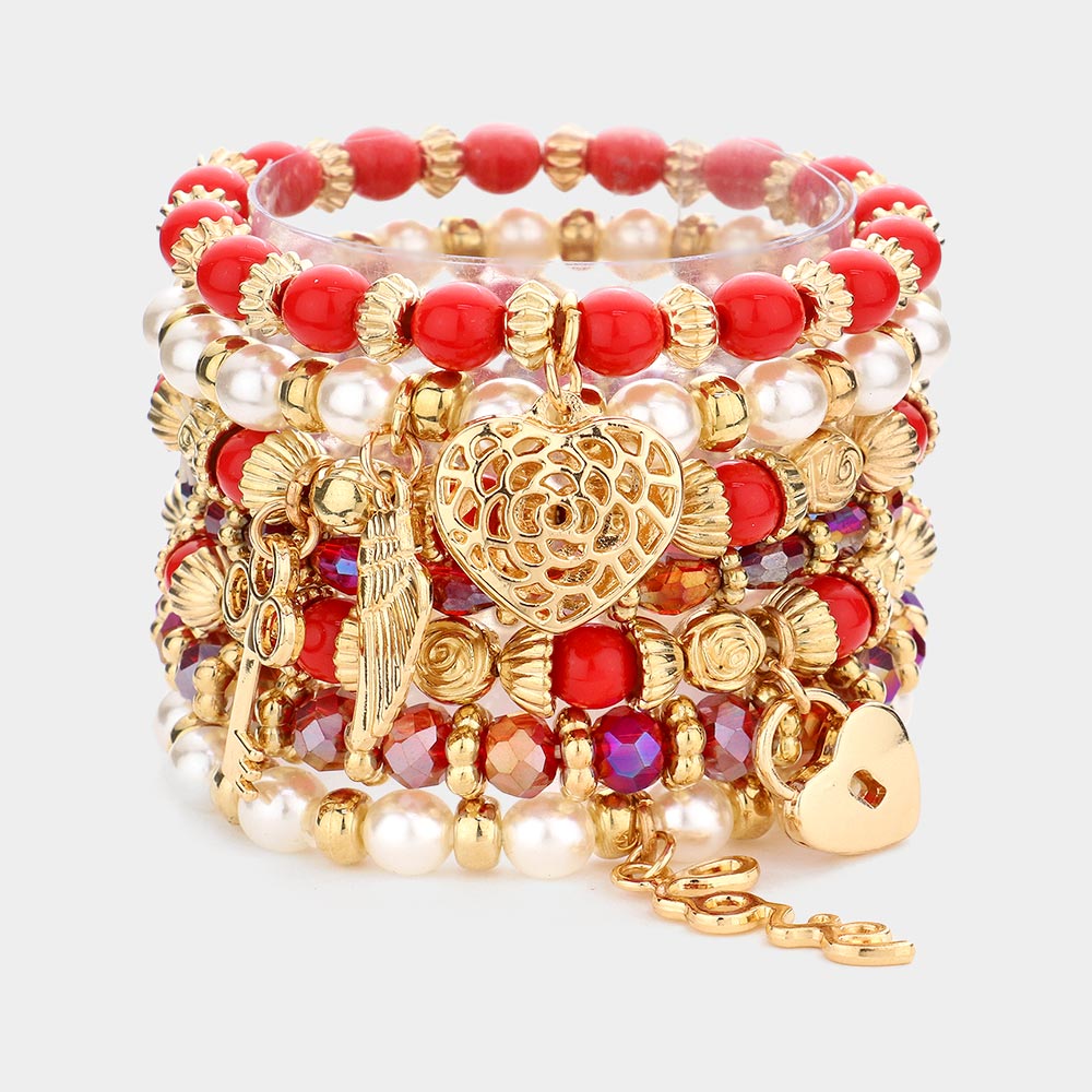7PC Multi Beaded Bangle Set
