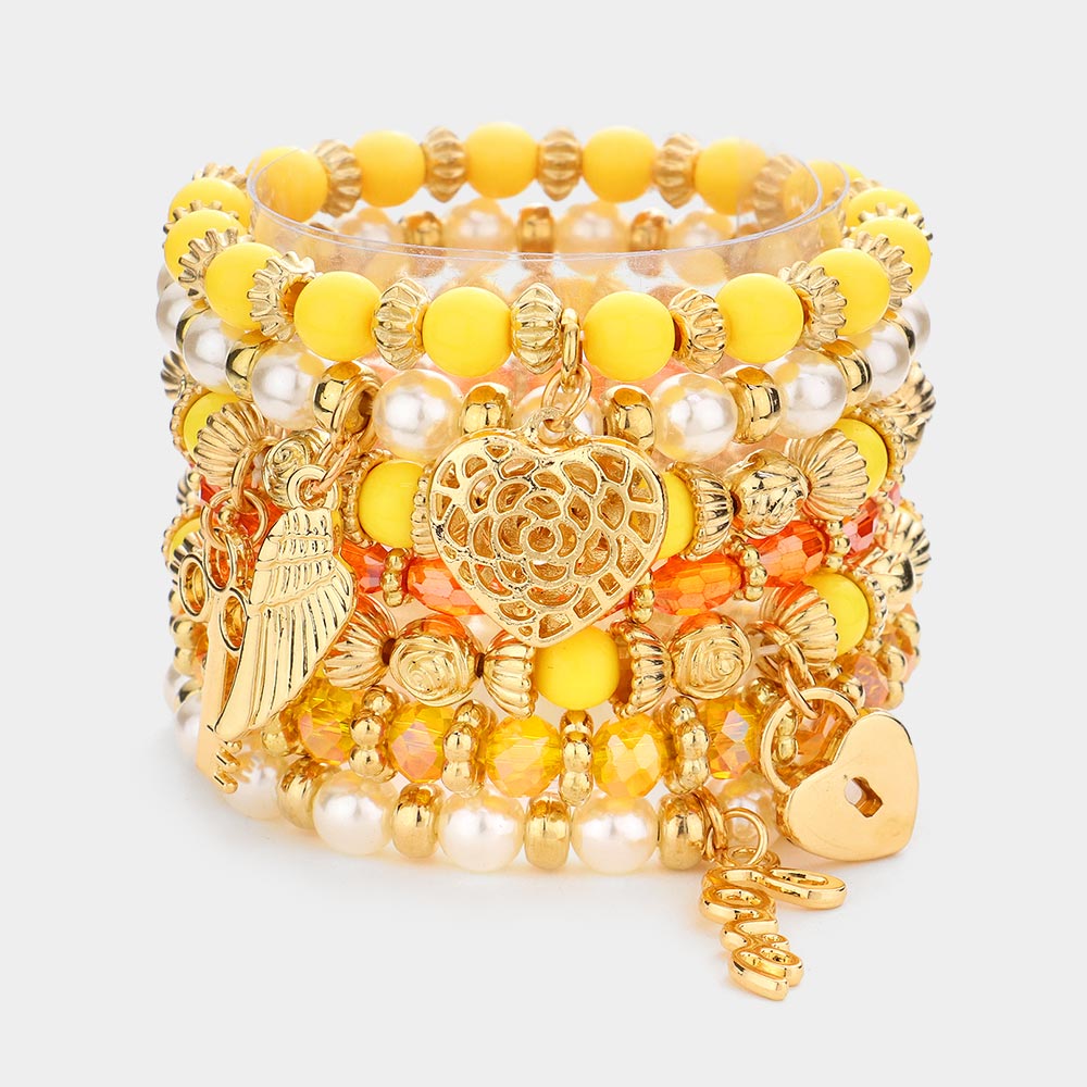 7PC Multi Beaded Bangle Set