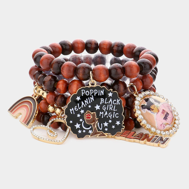 Melanin Popping Beaded 5pc Bracelet Set